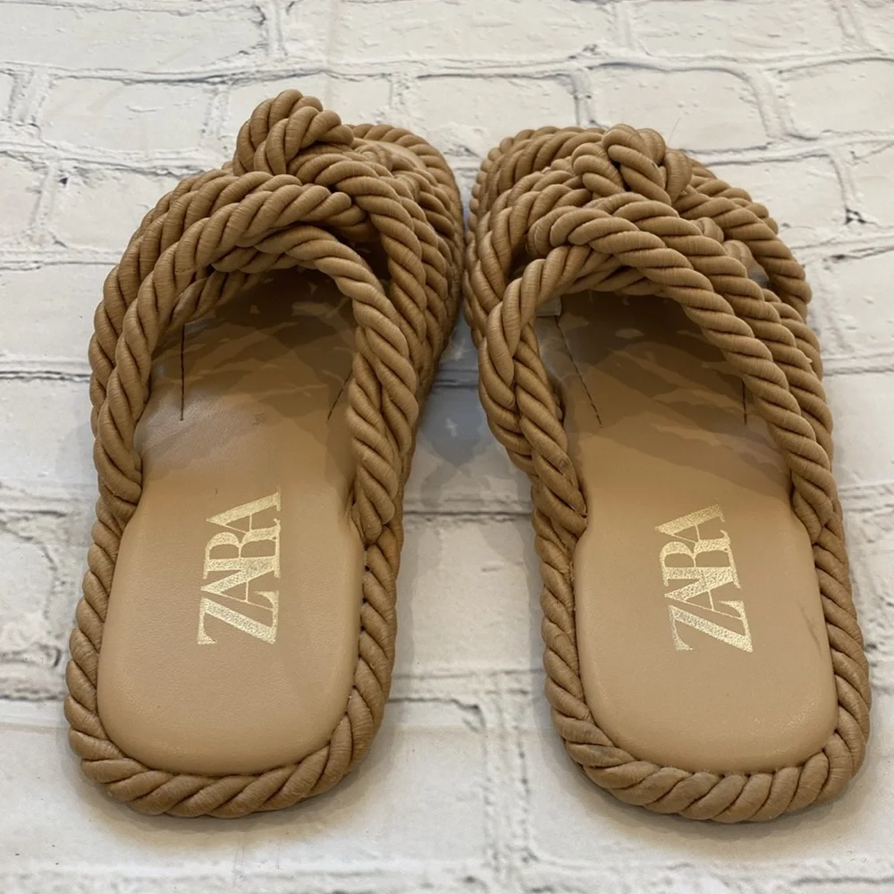 Zara Low Heel Knotted Braid Slide Sandal - Picture 8 of 16